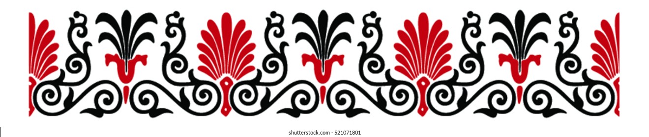 Vector illustration of black silhouette ornament. Decorative Greek band. vector pattern