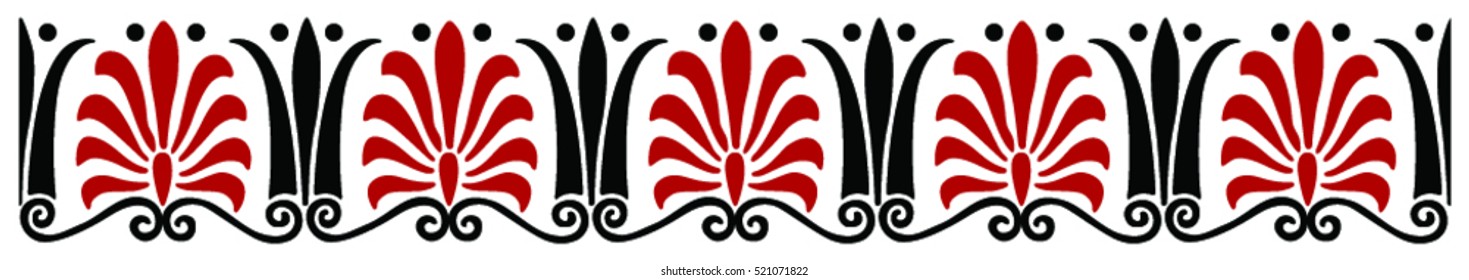 Vector illustration of black silhouette ornament. Decorative Greek band. vector pattern