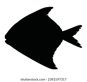 Vector illustration of a black silhouette pomfret.