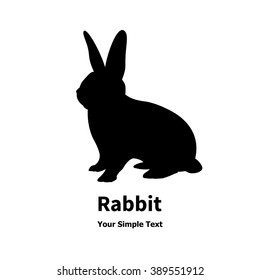 Vector Illustration Of A Black Silhouette Rabbit. Drawing, Picture, Image Isolated On White Background. Bunny Silhouette. Rabbit Side View, Profile. Logo Icon.