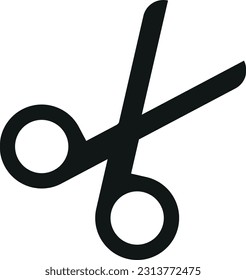Vector illustration of black silhouette of scissors. Cuts, barbershops and seams. To cut paper.