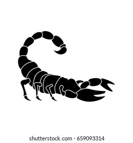 Vector illustration black silhouette of scorpion. Scorpio tattoo icon. Astrological symbols, sign. 