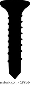 Vector illustration of black silhouette of a screw bolt