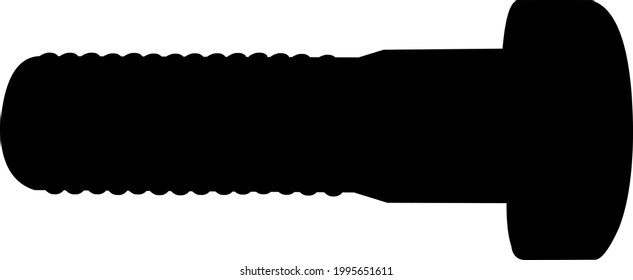 Vector illustration of black silhouette of a screw bolt