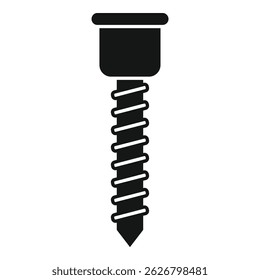Ilustração vetorial de um ícone de parafuso de silhueta preta, isolado no fundo branco