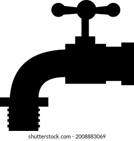 Vector illustration of black silhouette of the shape of a faucet