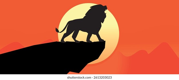 vector illustration black silhouette snarling lion.