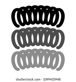 Vector illustration black silhouette of spring icon isolated on white background. Metal spiral flexible wire elastic