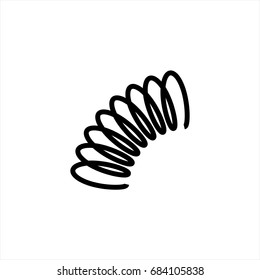Vector illustration black silhouette of spring icon isolated on white background. Metal spiral flexible wire elastic