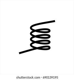 Vector illustration black silhouette of spring icon isolated on white background. Metal spiral flexible wire elastic