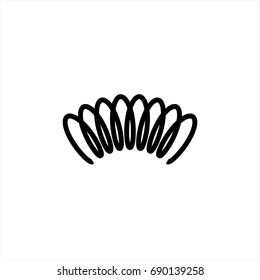 Vector Illustration Black Silhouette Of Spring Icon Isolated On White Background. Metal Spiral Flexible Wire Elastic