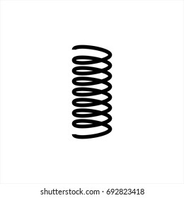 Vector illustration black silhouette of spring icon isolated on white background. Metal spiral flexible wire elastic