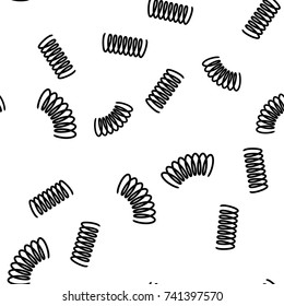 Vector illustration black silhouette of spring seamless, pattern background. Metal spiral flexible wire elastic
