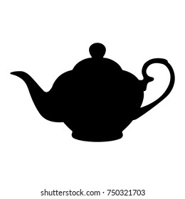 Vector illustration black silhouette of teapot icon isolated on white background. Tea party or afternoon tea