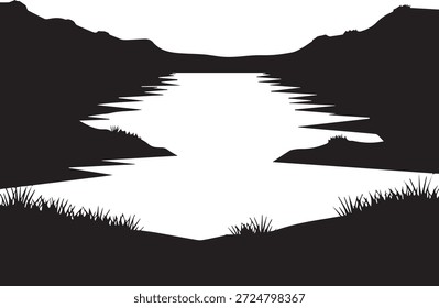 Ilustração vetorial de uma silhueta preta de uma árvore com pássaros voadores e uma águia majestosa com asas que se espalham representando a natureza e a liberdade no céu