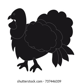 Vector illustration. Black silhouette of a Turkey on a white background.