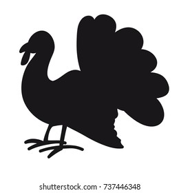 Vector illustration. Black silhouette of a Turkey on a white background.