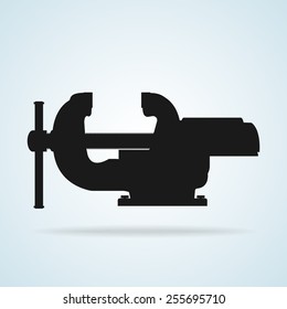 Vector illustration. Black silhouette vice.