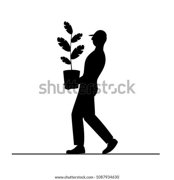 Vector Illustration Black Silhouette Working Man Stock Vector (Royalty ...