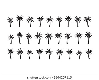 Ilustración vectorial de palmeras negras dispuestas sobre un fondo blanco