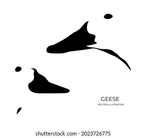 Ilustración vectorial de siluetas negras de cabezas de oca sobre un fondo blanco.