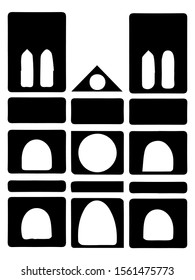 vector illustration of Black sketch of Notre Dame Cathedral in Rems on white background 