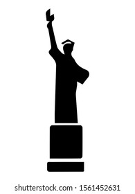 vector illustration of Black sketch of Statue of liberty in New York on white background  