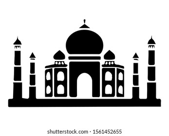 vector illustration of Black sketch of Taj Mahal on white background  