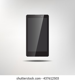 Vector illustration of black smartphone with highlight and shadow. Easy to edit and use for design.