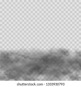 Vector illustration of black smoky clouds  on transparent background