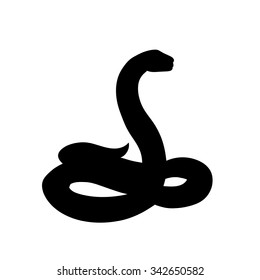 Vector illustration. Black snake on white background.