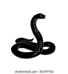 Vector illustration. Black snake on white background.