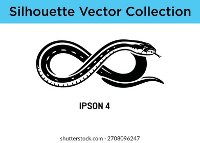 Vector illustration of a black snake silhouette forming an infinity symbol, isolated on white background.