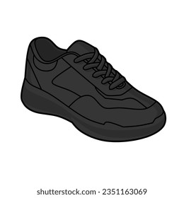 Ilustración vectorial de las zapatillas negras con fondo blanco