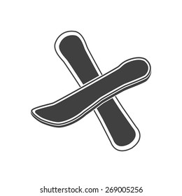 Vector illustration of black snowboard icon on white background. 