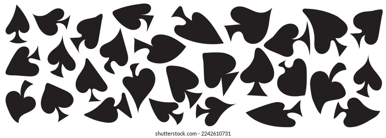 vector illustration of black spades in many random shapes