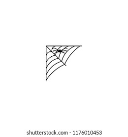 Vector illustration. Black Spider icon with net isolated on white background. Traditional halloween symbol.