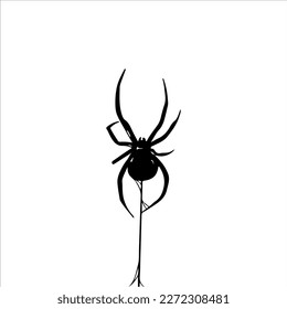vector illustration of a black spider with a web