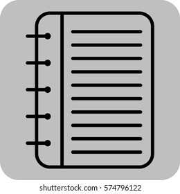 
Ilustración vectorial del icono del libro de notas en espiral negra
