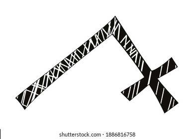 vector illustration of black split cross isolated on white