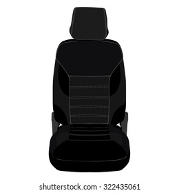 Vector Illustration Black Sport Car Seat. Automobile Detail