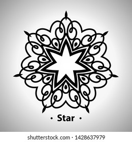 Vector illustration of the black star on the white background