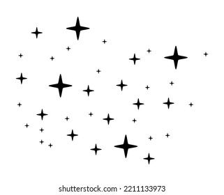 Vector illustration of a black star in the sky on a white background,Starry sky