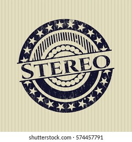 Vector Illustration of Black Stereo Rubber Grunge Stamp Icon
