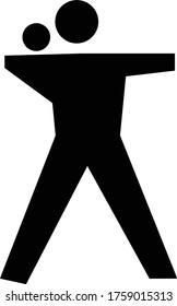 vector illustration of Black Stick man throwing the ball icon on white background