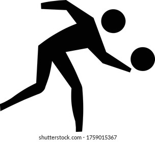 Vektorgrafik von Black Stick man volleyball Symbol auf weißem Hintergrund