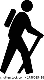 vector illustration of Black Stick man mountain climbing icon on white background