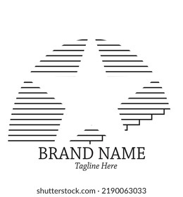Vector illustration of a black straight line logo with a variation of a star inside a semicircle on a White background. Logo inspiration is suitable for companies, businesses, aviation, textiles or ot