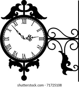 Vector illustration of black street clock