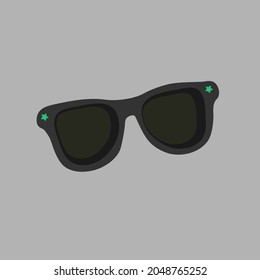 Ilustración vectorial de lentes de sol negros con pequeñas estrellas verdes